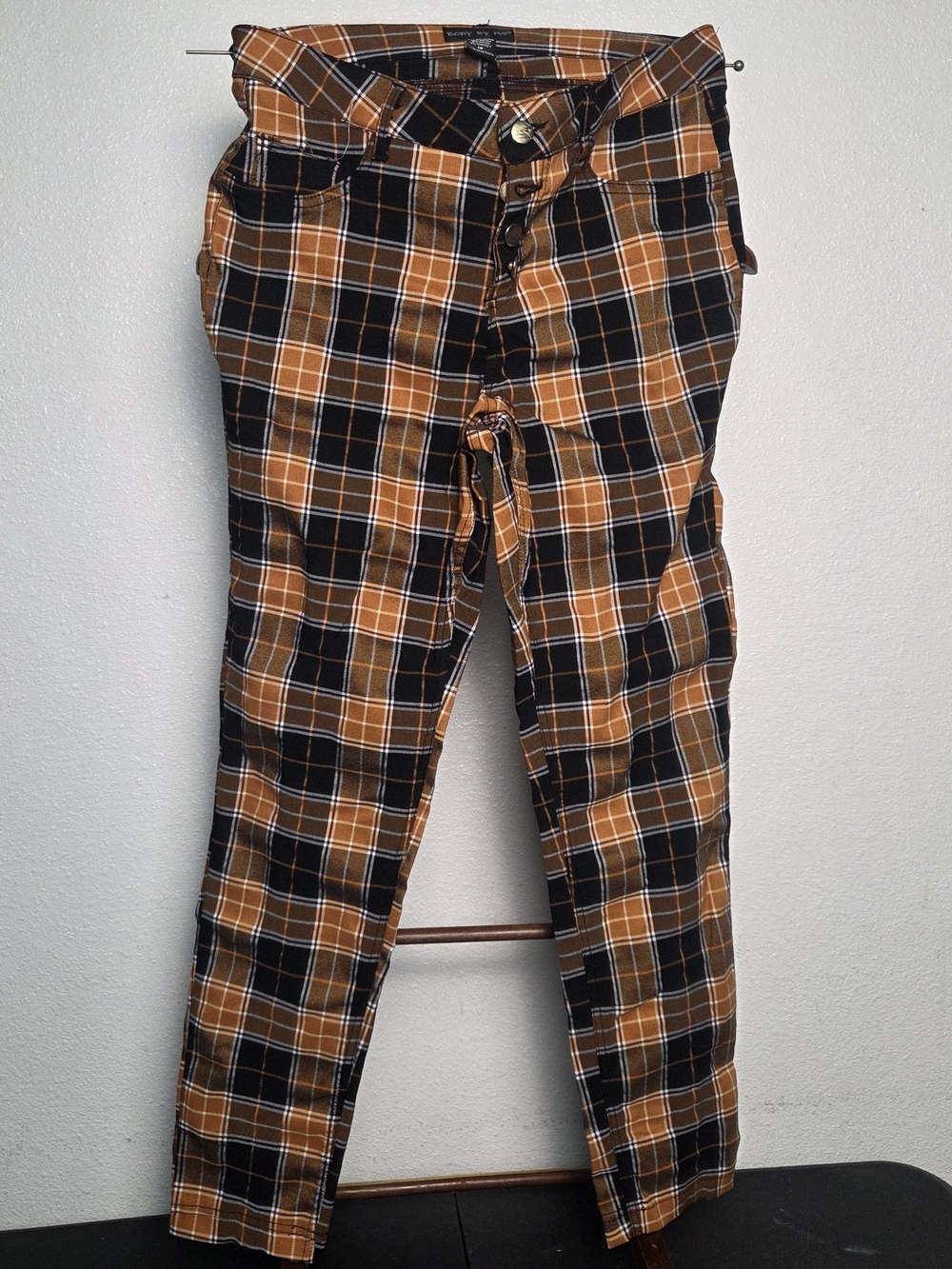 Women's Plaid Chinos in Brown & Black